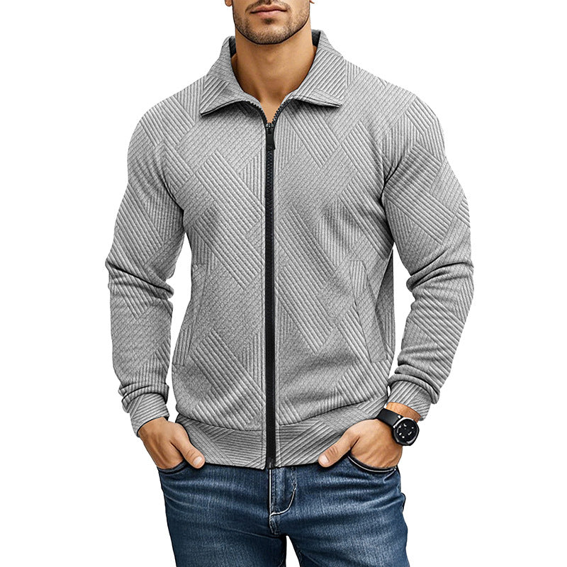 Herren bequeme und stylische Kapuzenjacke mit strukturiertem Gewebe Heidi-Mode