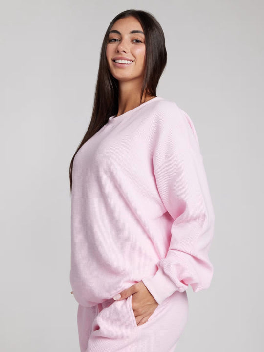 Damen Bequemer Waffelstruktur Pullover mit lässigem Schnitt Heidi-Mode