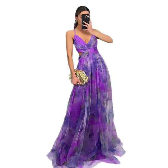 Damen Abendkleid mit fließendem Chiffon und eleganter Wickeloptik Heidi-Mode