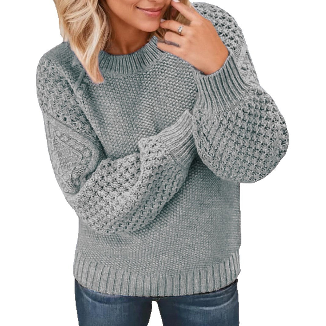 Damen Kuscheliger Strickpullover mit strukturiertem Ärmeldesign Heidi-Mode