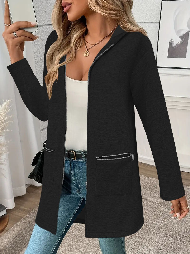 Damen Kapuzenjacke mit praktischen Reißverschlusstaschen und komfortablem Material Heidi-Mode