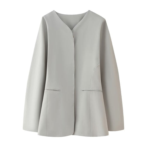 Damen modische Jacke mit minimalistischer Schnittführung und seitlichen Taschen Heidi-Mode