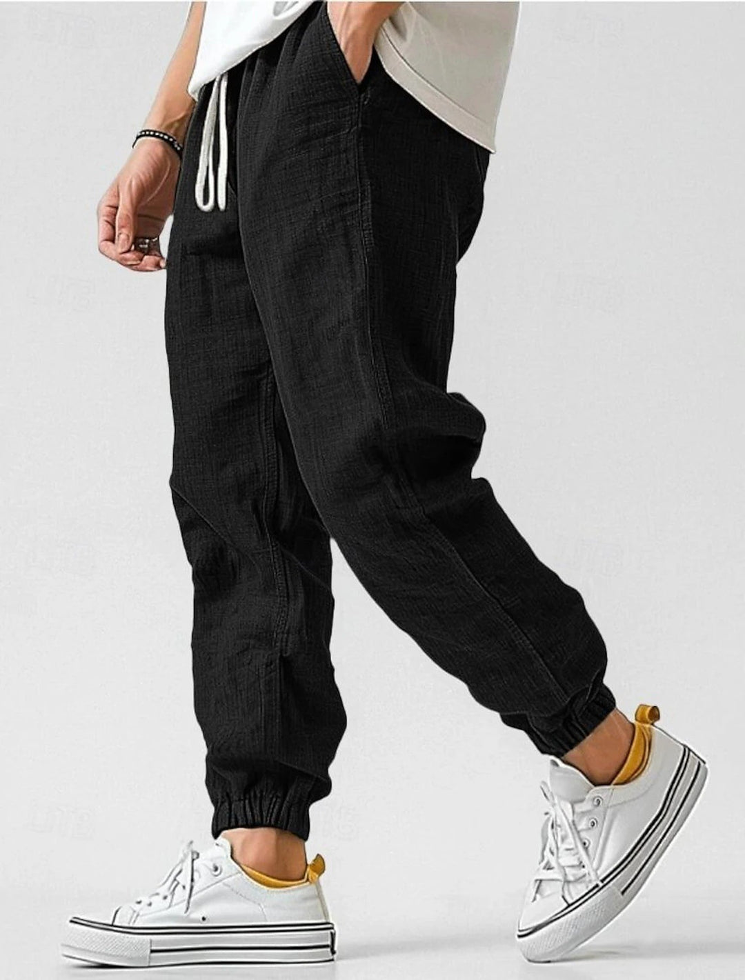 Herren Bequeme Leinenhose mit elastischem Bund und seitlichen Taschen Heidi-Mode