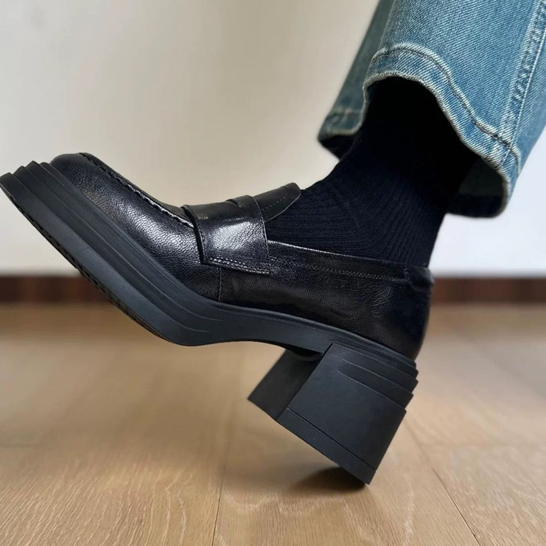 Damen Elegante Loafers mit dicker Gummisohle und weichem Leder Heidi-Mode