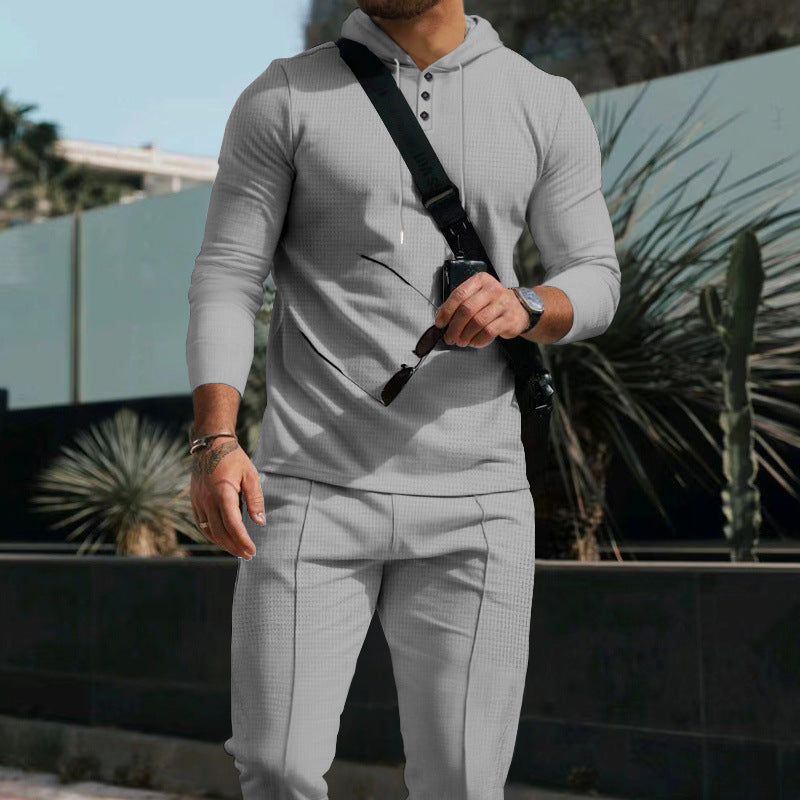 Herren Kapuzenpullover mit Knopfdetail und sportlicher Passform Heidi-Mode