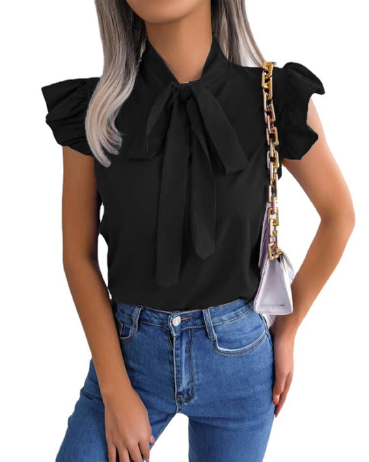 Damen Bluse mit Rüschendetails und schickem Schleifenelement Heidi-Mode