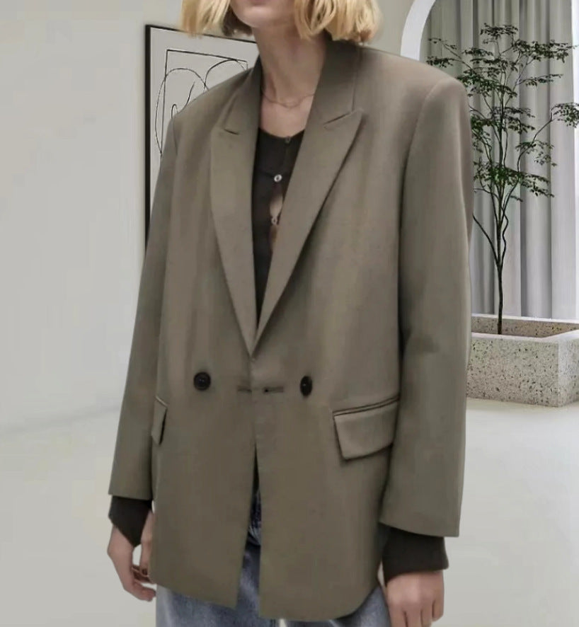 Damen Oversized Blazer mit eleganter Silhouette und dekorativen Knöpfen Heidi-Mode