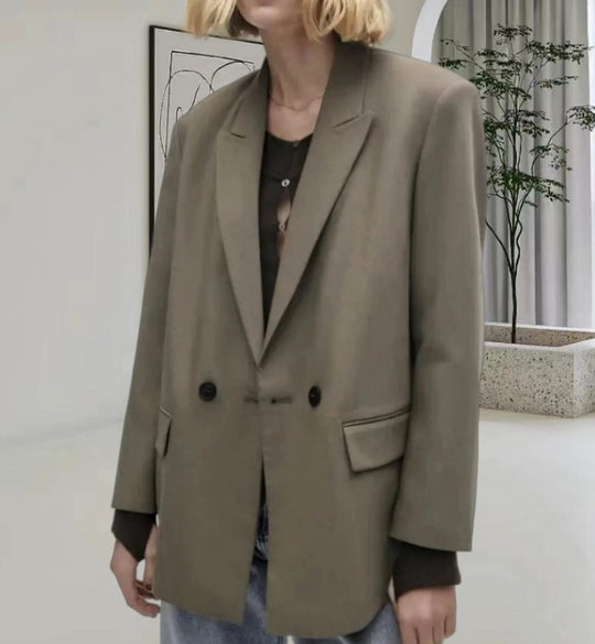 Damen Oversized Blazer mit eleganter Silhouette und dekorativen Knöpfen Heidi-Mode