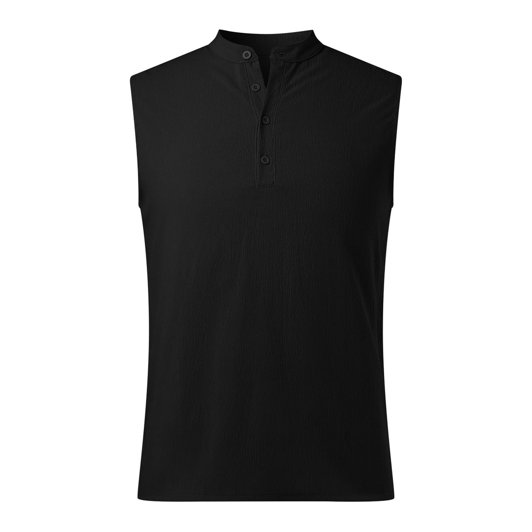 Herren Ärmelloses Henley-Shirt aus atmungsaktivem und leichtem Material Heidi-Mode