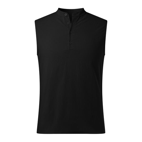 Herren Ärmelloses Henley-Shirt aus atmungsaktivem und leichtem Material Heidi-Mode