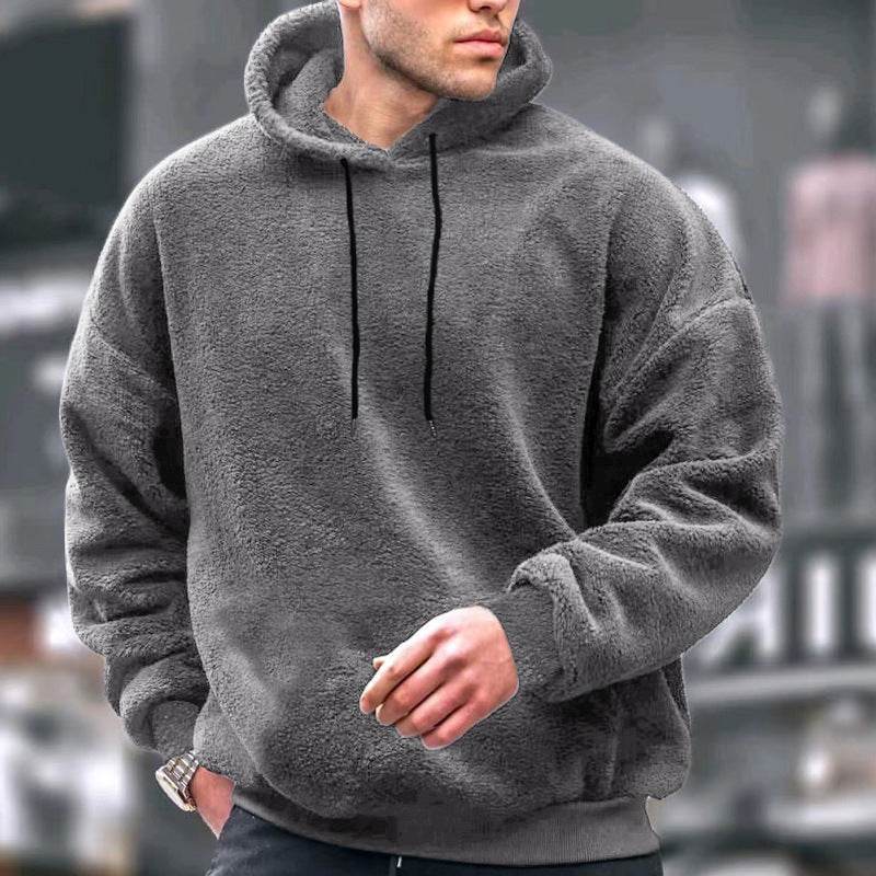Herren Kuscheliger Fleece-Hoodie mit Kängurutasche und verstellbarer Kapuze Heidi-Mode