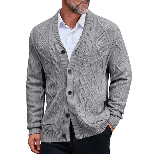 Herren modischer Strickcardigan mit strukturierter Oberfläche und praktischen Taschen Heidi-Mode