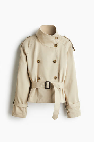 Damen modische Trenchjacke mit Gürtel und doppelter Knopfaiusschnitt Heidi-Mode