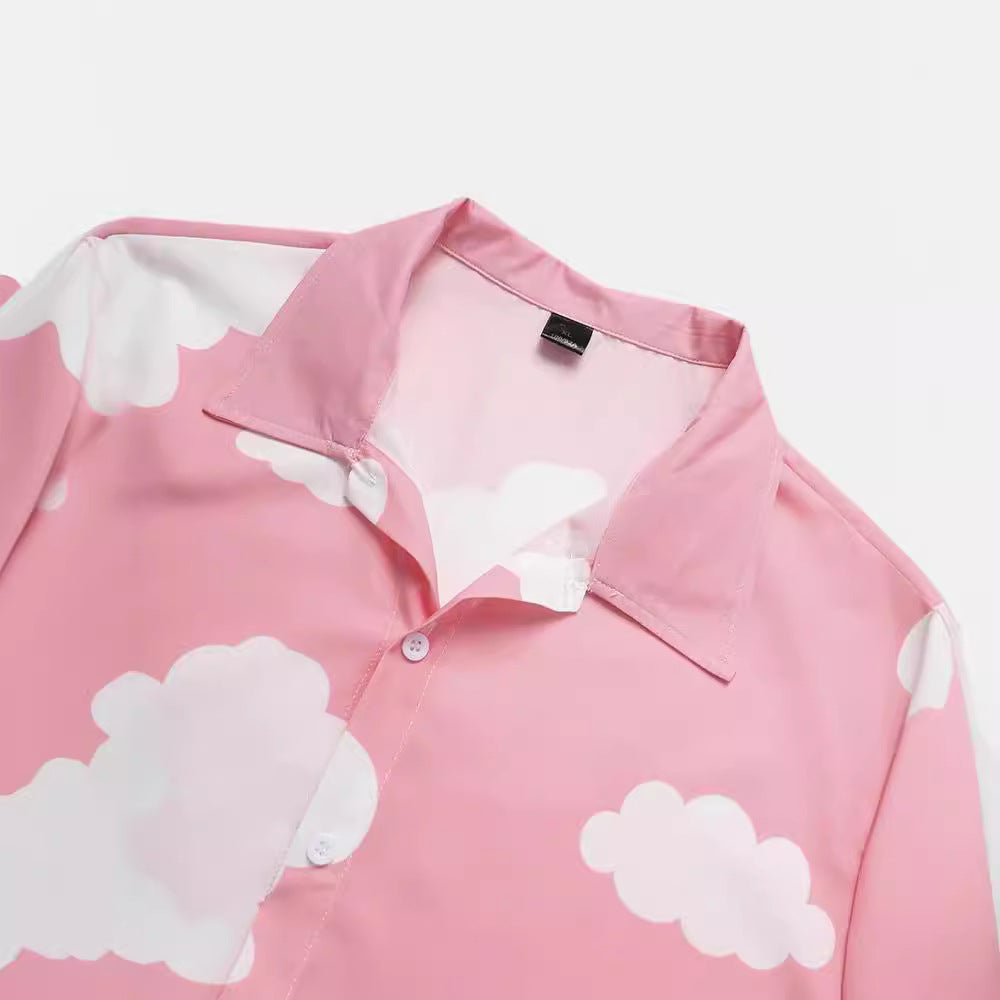 Herren Kurzarmhemd mit Wolkenmuster Heidi-Mode