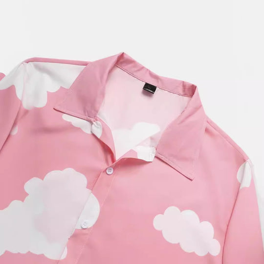 Herren Kurzarmhemd mit Wolkenmuster Heidi-Mode