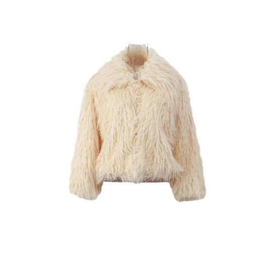 Damen Eleganter Kunstpelzmantel mit hohem Kragen und stilvollem Schnitt Heidi-Mode