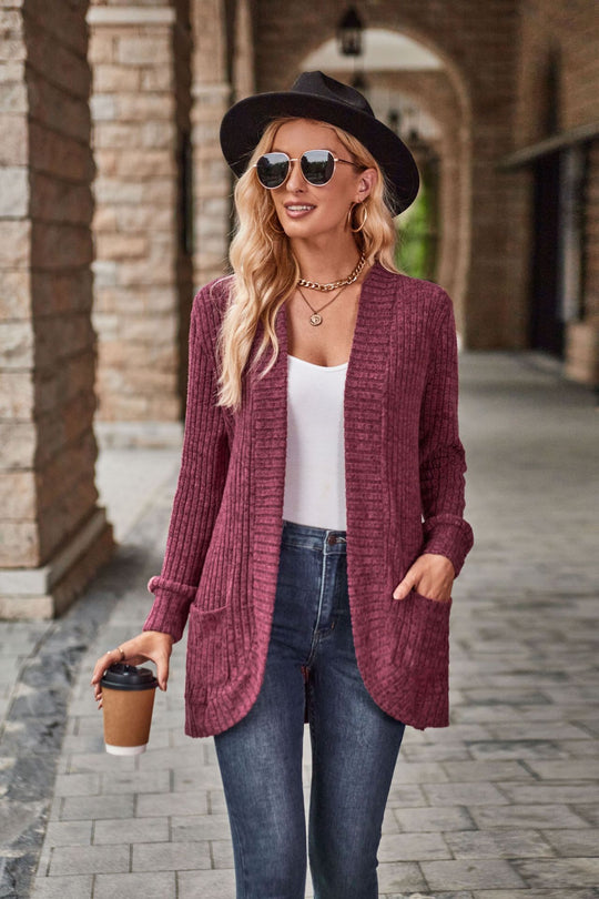 Damen Strickjacke mit strukturiertem Muster und praktischen Taschen Heidi-Mode