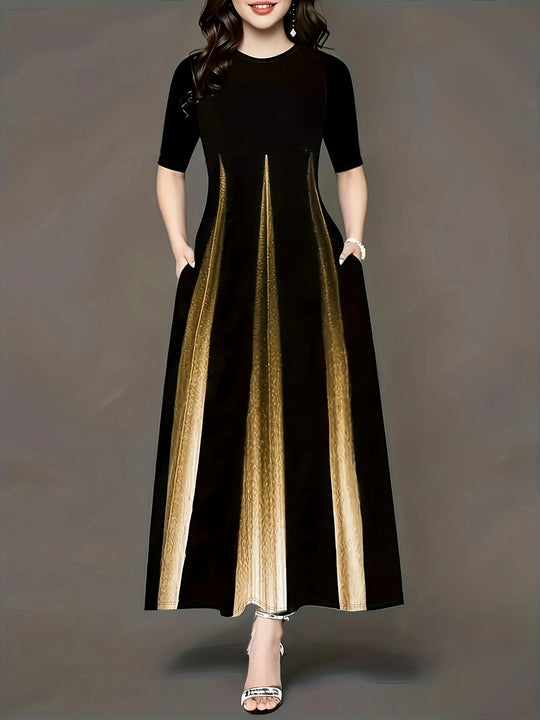 Damen Maxikleid mit modernem Farbverlauf und praktischen Seitentaschen Heidi-Mode