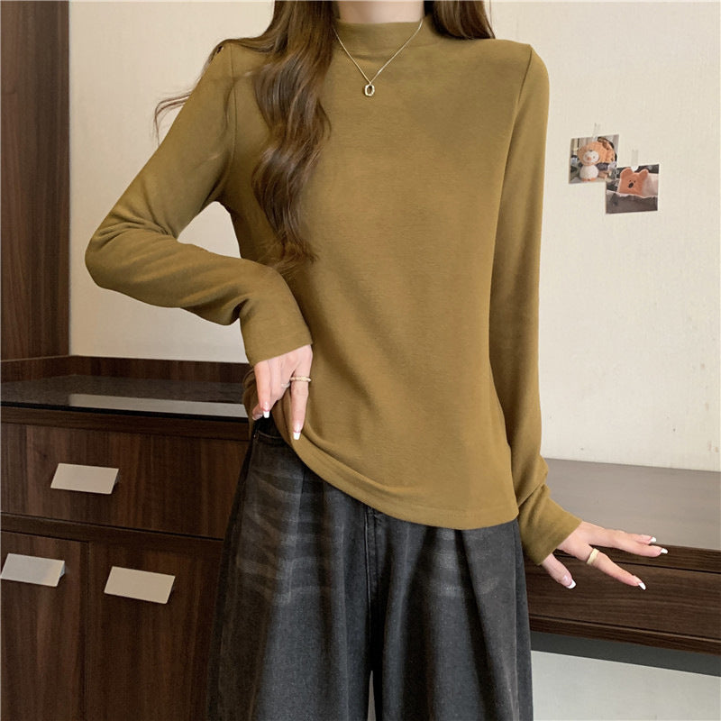 Damen Casual Mock Neck Langarmtop Heidi-Mode