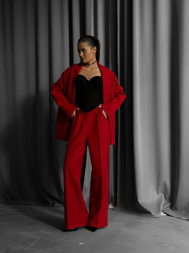 Damen elegantes Blazer-Set mit weitem Schnitt Heidi-Mode