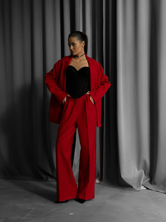 Damen elegantes Blazer-Set mit weitem Schnitt Heidi-Mode