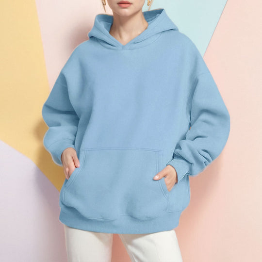 Damen Lockere Kapuzenpullover aus weichem Fleece mit Kängurutasche Heidi-Mode