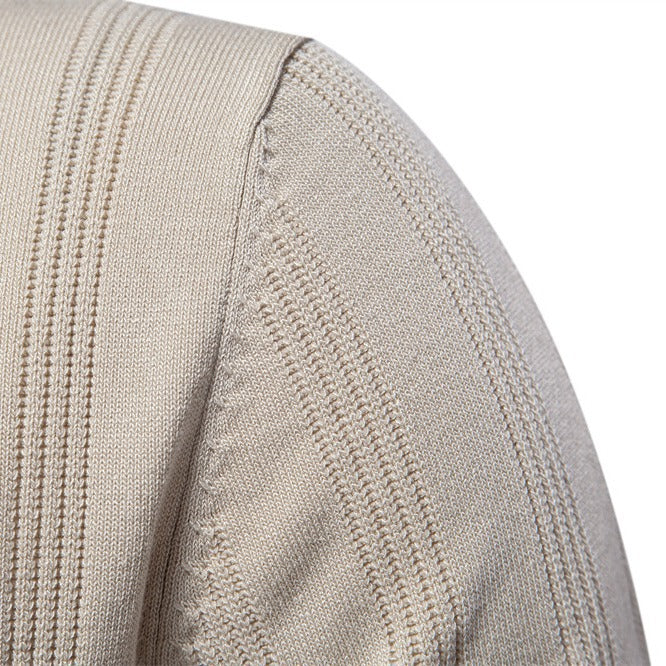 Herren Kurzarm Polo-Shirt mit strukturiertem Streifenmuster Heidi-Mode