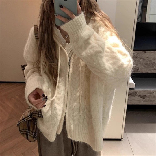 Damen kuscheliger Cardigan mit weit geschnittenen Ärmeln und feiner Struktur Heidi-Mode