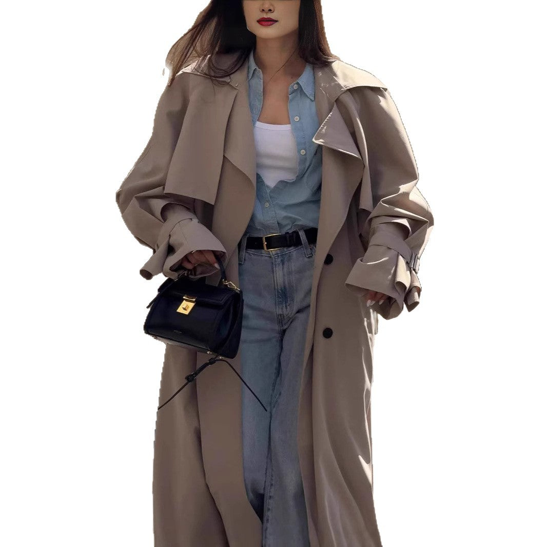 Damen Oversized Trenchcoat mit detailreichen Drapierungen und modischem Schnitt Heidi-Mode