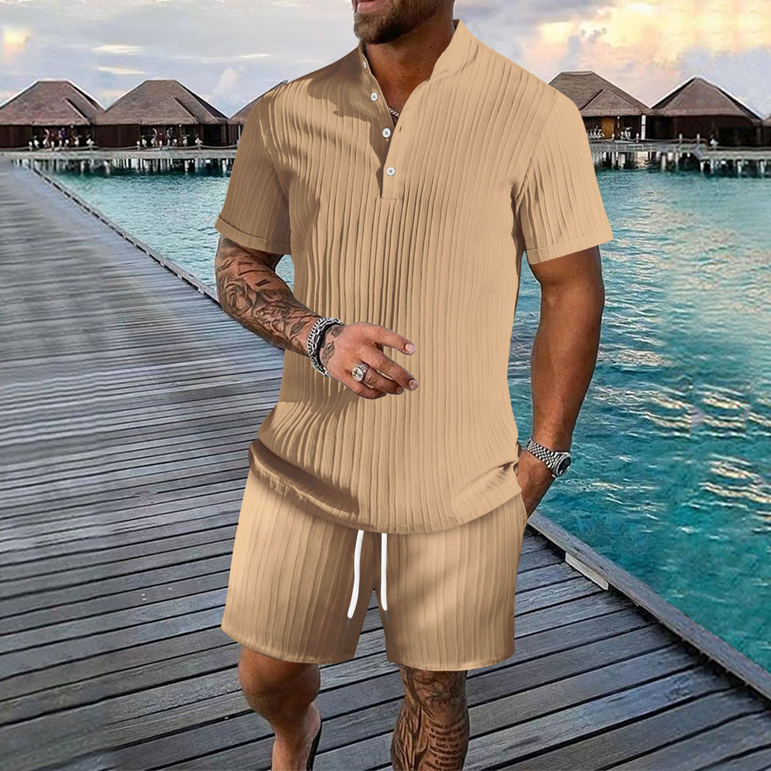 Herren stilvolle Kurzarm Polohemd und Shorts Set Heidi-Mode