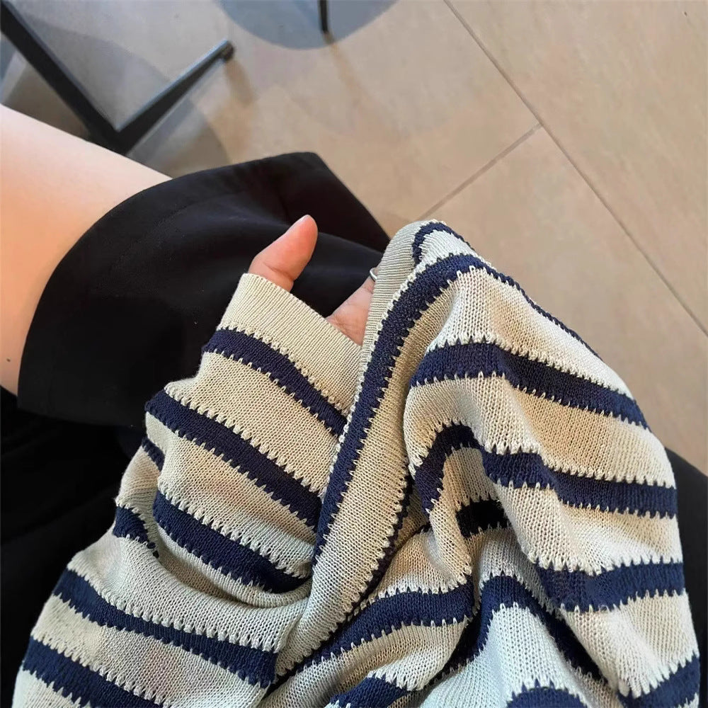 Damen Modischer Strickpullover mit maritimem Streifenmuster und lässigem Schnitt Heidi-Mode