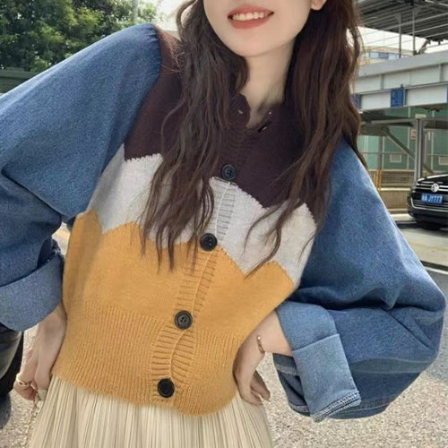 Damen Trendige Strickjacke mit modernen Farbakzenten Heidi-Mode