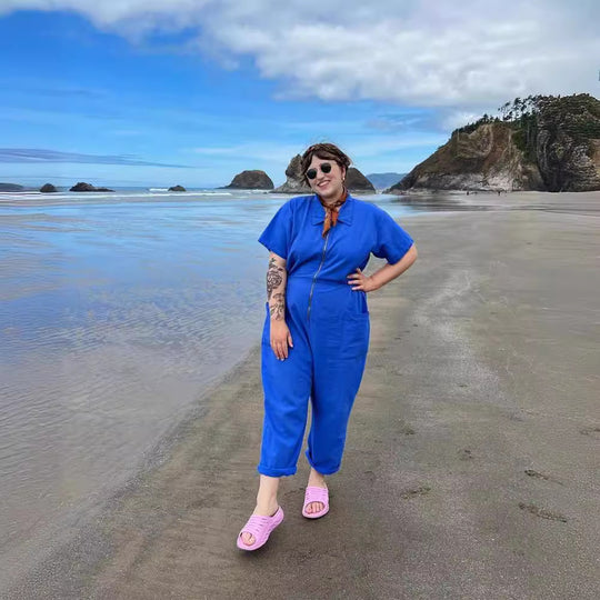 Damen legerer Jumpsuit mit praktischen Taschen und Reißverschluss Heidi-Mode