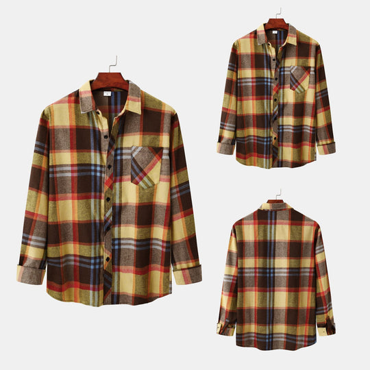 Herren Flanellhemd mit kariertem Muster und praktischen Taschen Heidi-Mode