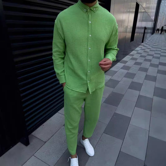 Herren Freizeithemd mit strukturiertem Stoff und elegantem Kragen Heidi-Mode