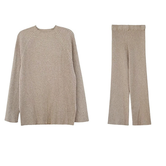 Damen gemütliches Strick-Set mit Rippenstruktur Heidi-Mode