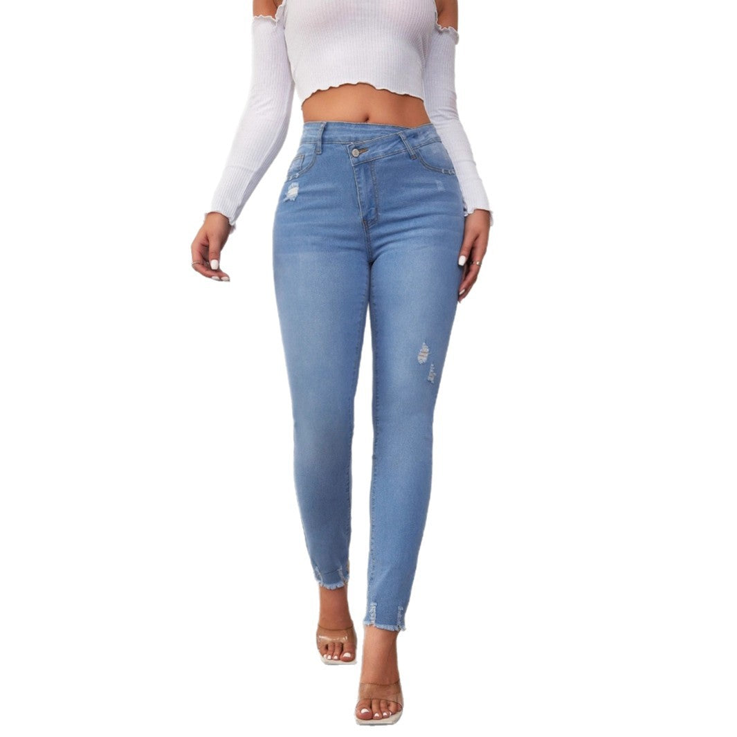 Damen Hochtaillierte Ripped Jeans im modernen Skinny Fit Heidi-Mode