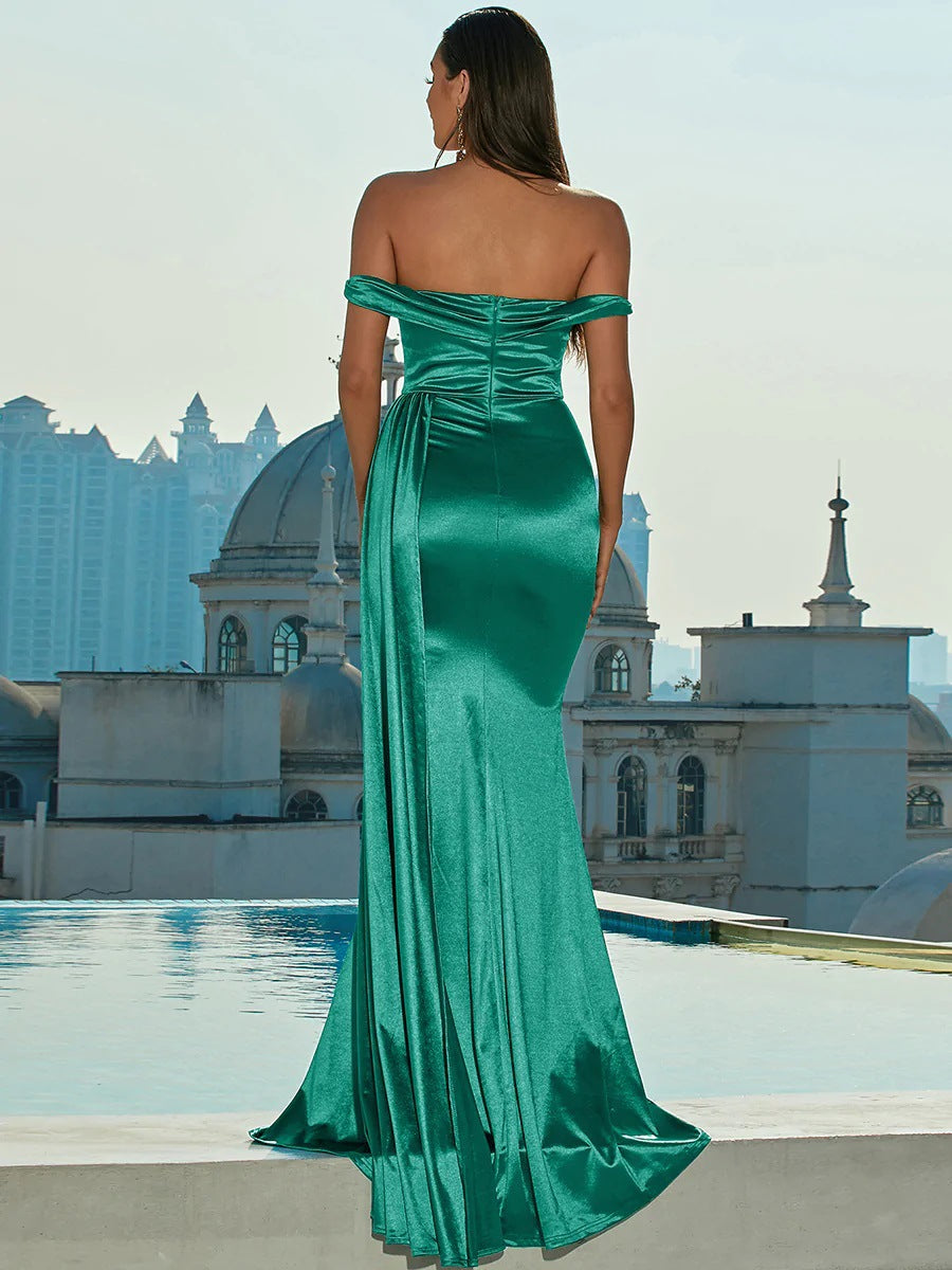Heidi-Mode | Old Hollywood Off-The-Shoulder-Kleid mit Mermaid-Maxikilt