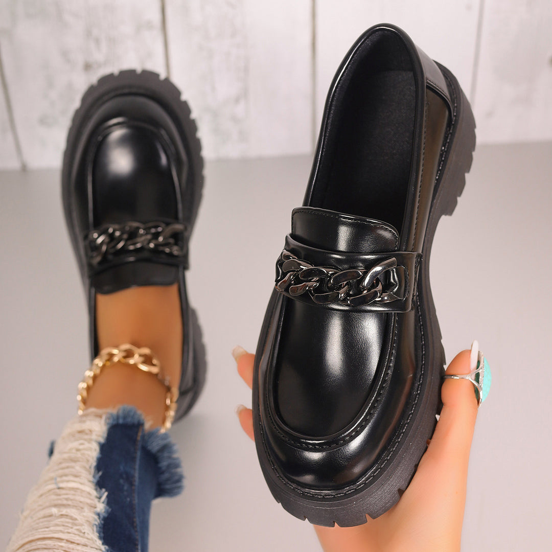 Damen Chunky Loafers mit Ketten-Applikation und robustem Profil Heidi-Mode