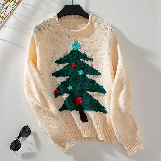 Damen Pullover mit festlichem Weihnachtsbaum-Motiv Heidi-Mode