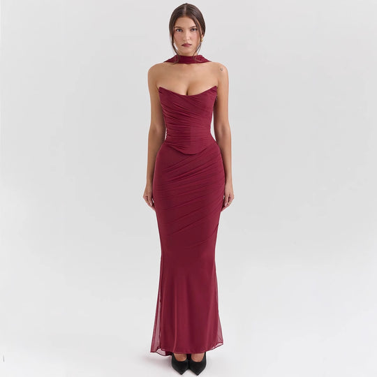 Damen Abendkleid mit schickem Dekolleté und figurbetontem Schnitt Heidi-Mode