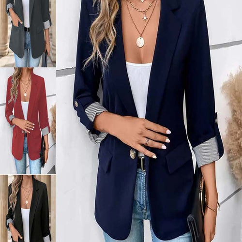 Damen modische Blazerjacke mit eleganten Kontrastdetails Heidi-Mode