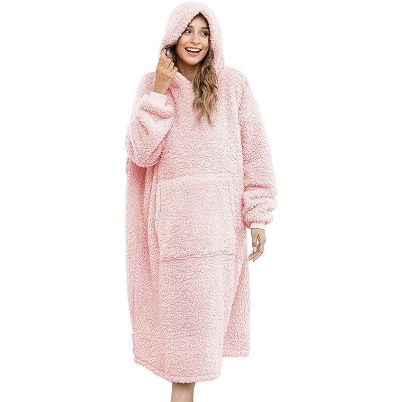 Herren Kuscheliger Fleece-Bademantel mit Kapuze und Taschen Heidi-Mode