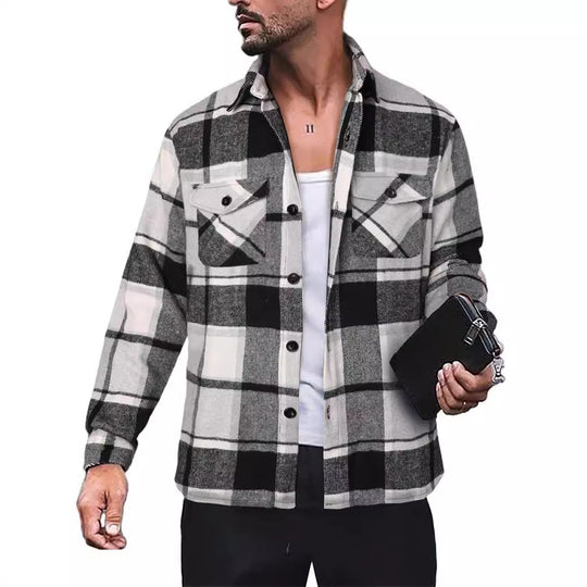 Herren Flanellhemd mit Karomuster und funktionalen Taschen Heidi-Mode