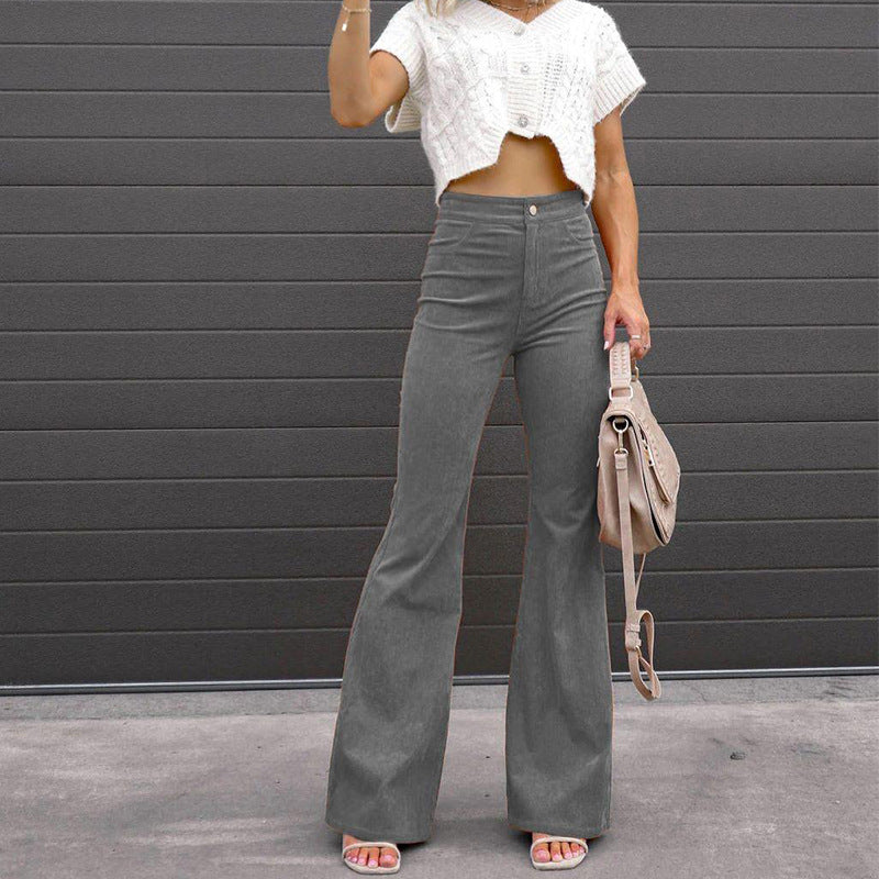 Damen Flared Jeans mit hohem Bund und vertiefenden Taschen Heidi-Mode