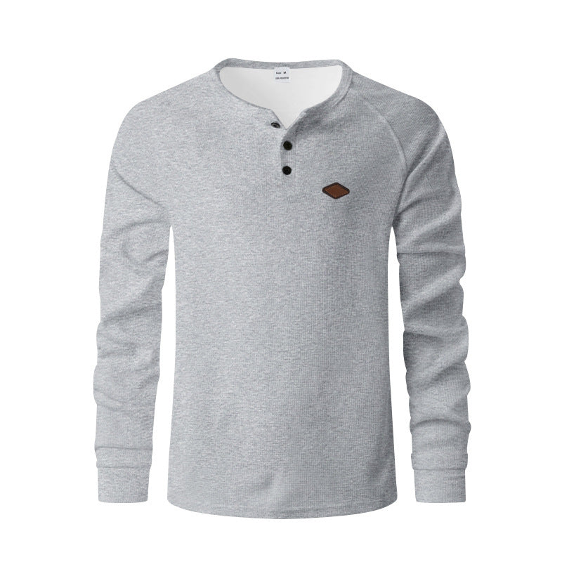 Herren Langarmshirt mit Knopfleiste und Struktur Heidi-Mode