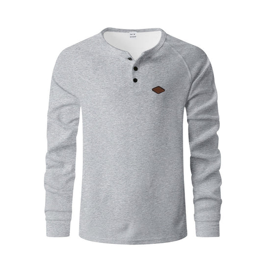 Herren Langarmshirt mit Knopfleiste und Struktur Heidi-Mode