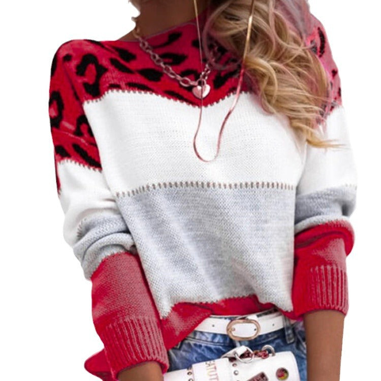 Damen Gemusterter Pullover mit animalischem Print und lässigem Schnitt Heidi-Mode
