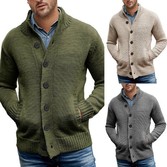 Herren Strickjacke mit großzügigen Taschen und klassischem Knopfverschluss Heidi-Mode