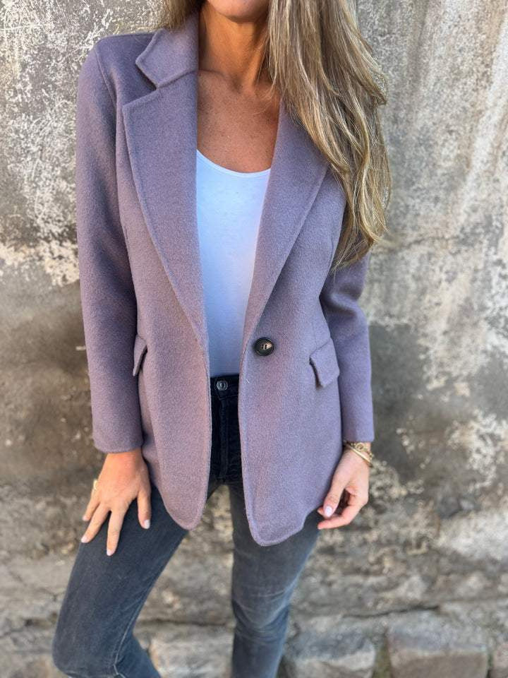 Damen elegante Wolljacke mit doppeltem Knopf Heidi-Mode